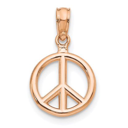 14K Roségold 3-d Frieden Symbol Charm