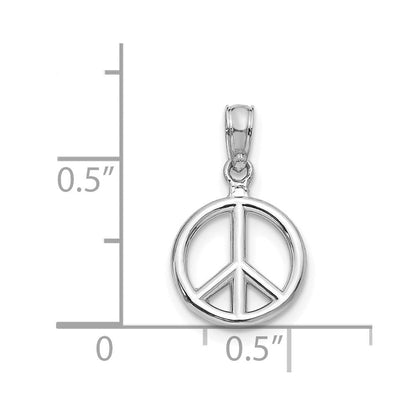 14K Weißgold Poliert Frieden Symbol Anhänger