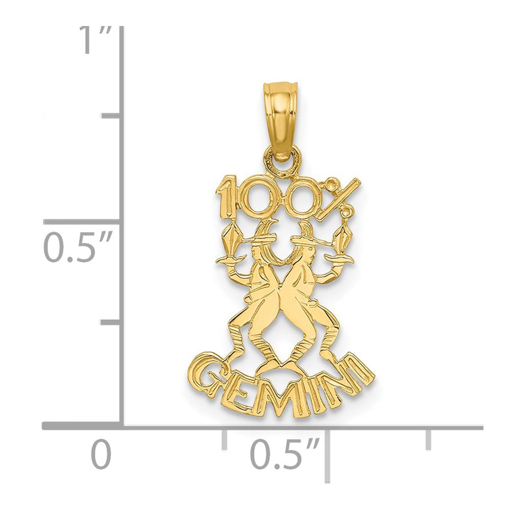 14K Gelbgold 100% Gemini Tierkreis Charm