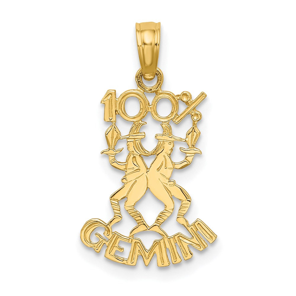 14K Gelbgold 100% Gemini Tierkreis Charm