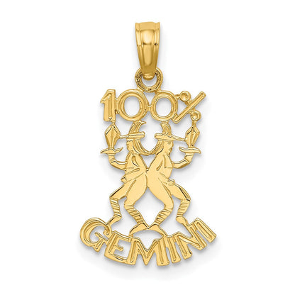 14K Gelbgold 100% Gemini Tierkreis Charm