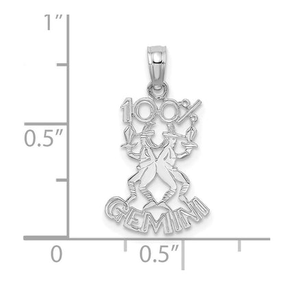 14K Weißgold Wg 100% Gemini Tierkreis Charm