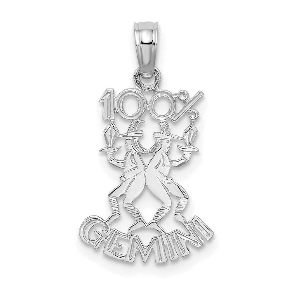 14K Weißgold Wg 100% Gemini Tierkreis Charm