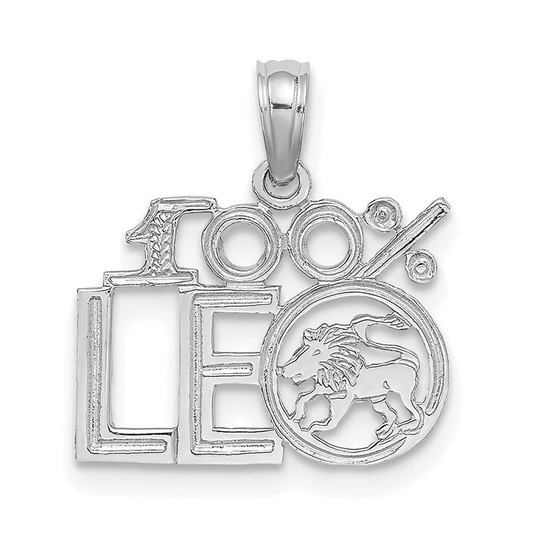 14K Weißgold Wg 100% Leo Tierkreis Charm