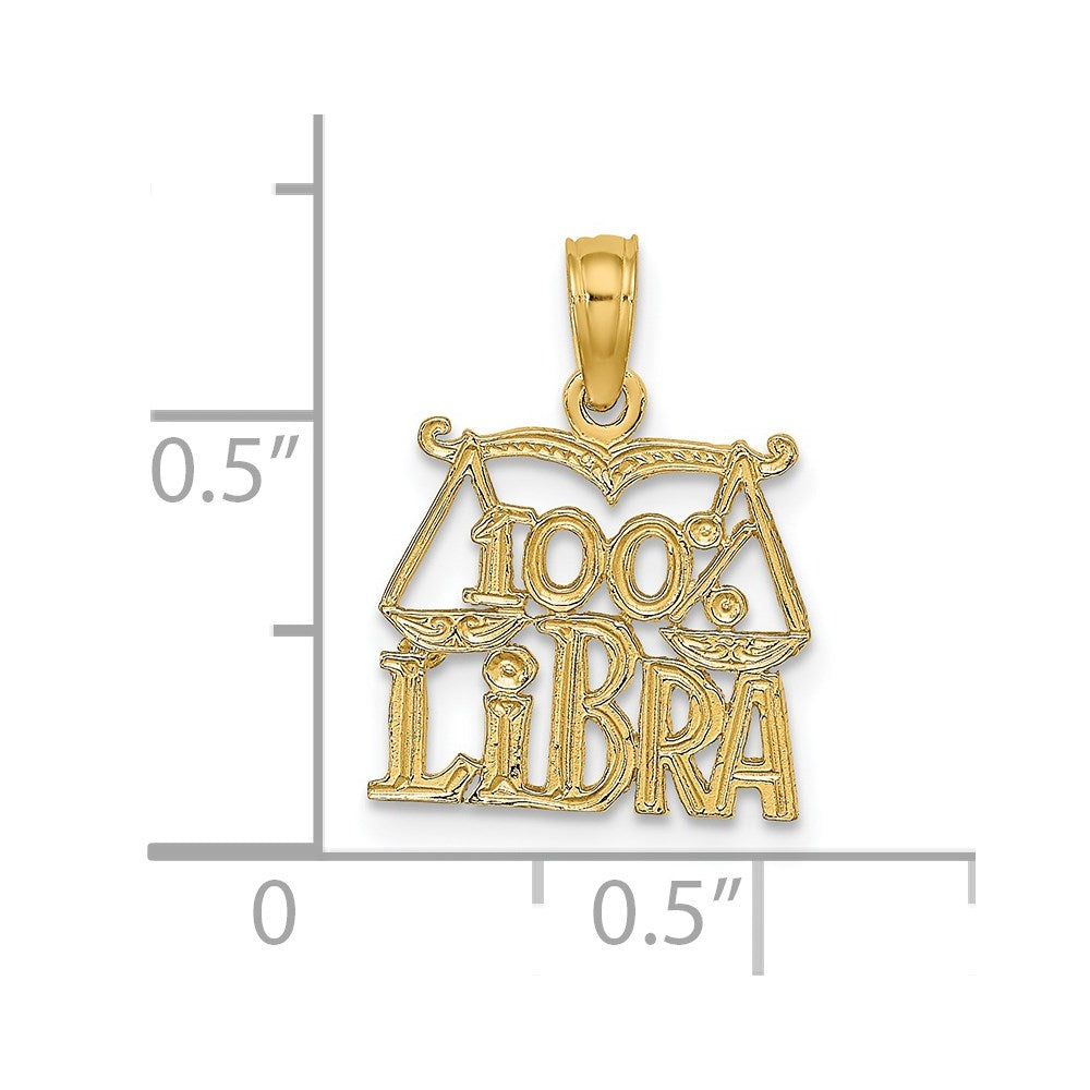 14K Gelbgold 100% Libra Tierkreis Charm