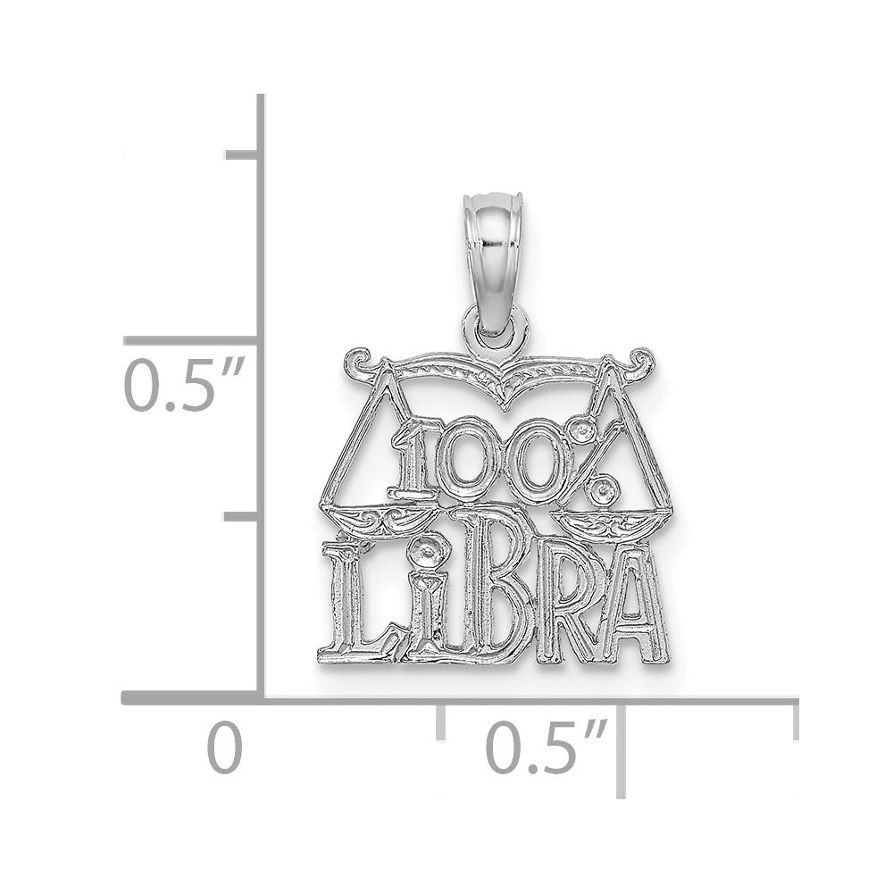14K Weißgold Wg 100% Libra Tierkreis Charm