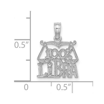 14K Weißgold Wg 100% Libra Tierkreis Charm