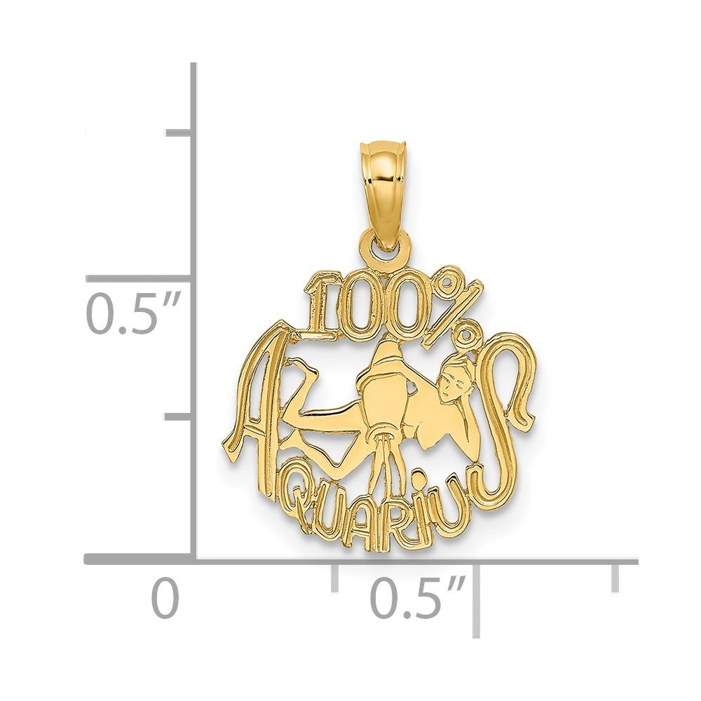 14K Gelbgold 100% Aquarius Tierkreis Charm