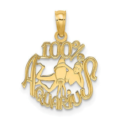 14K Gelbgold 100% Aquarius Tierkreis Charm