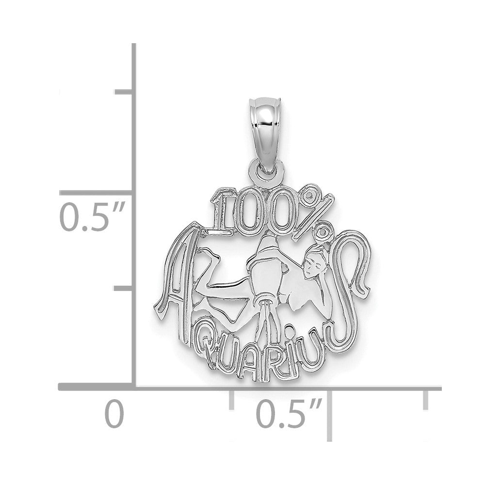 14K Weißgold Wg 100% Aquarius Tierkreis Charm