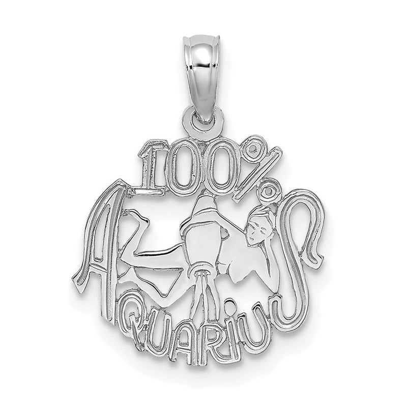 14K Weißgold Wg 100% Aquarius Tierkreis Charm