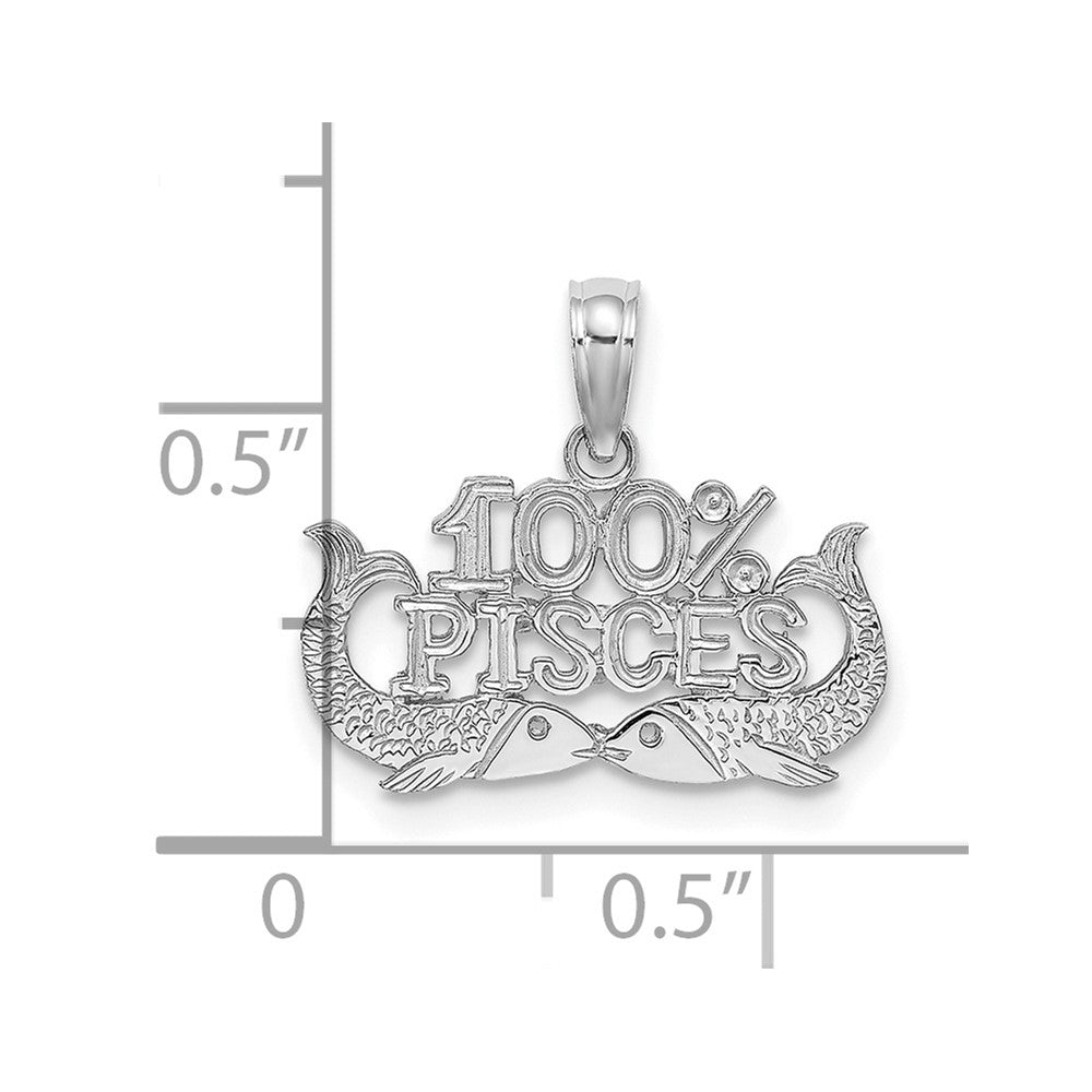 14K Weißgold Wg 100% Pisces Tierkreis Charm