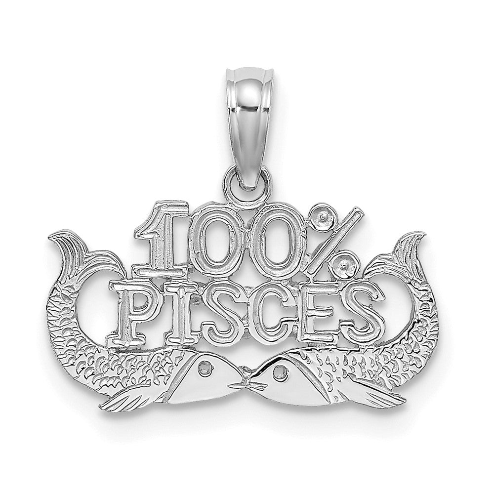 14K Weißgold Wg 100% Pisces Tierkreis Charm