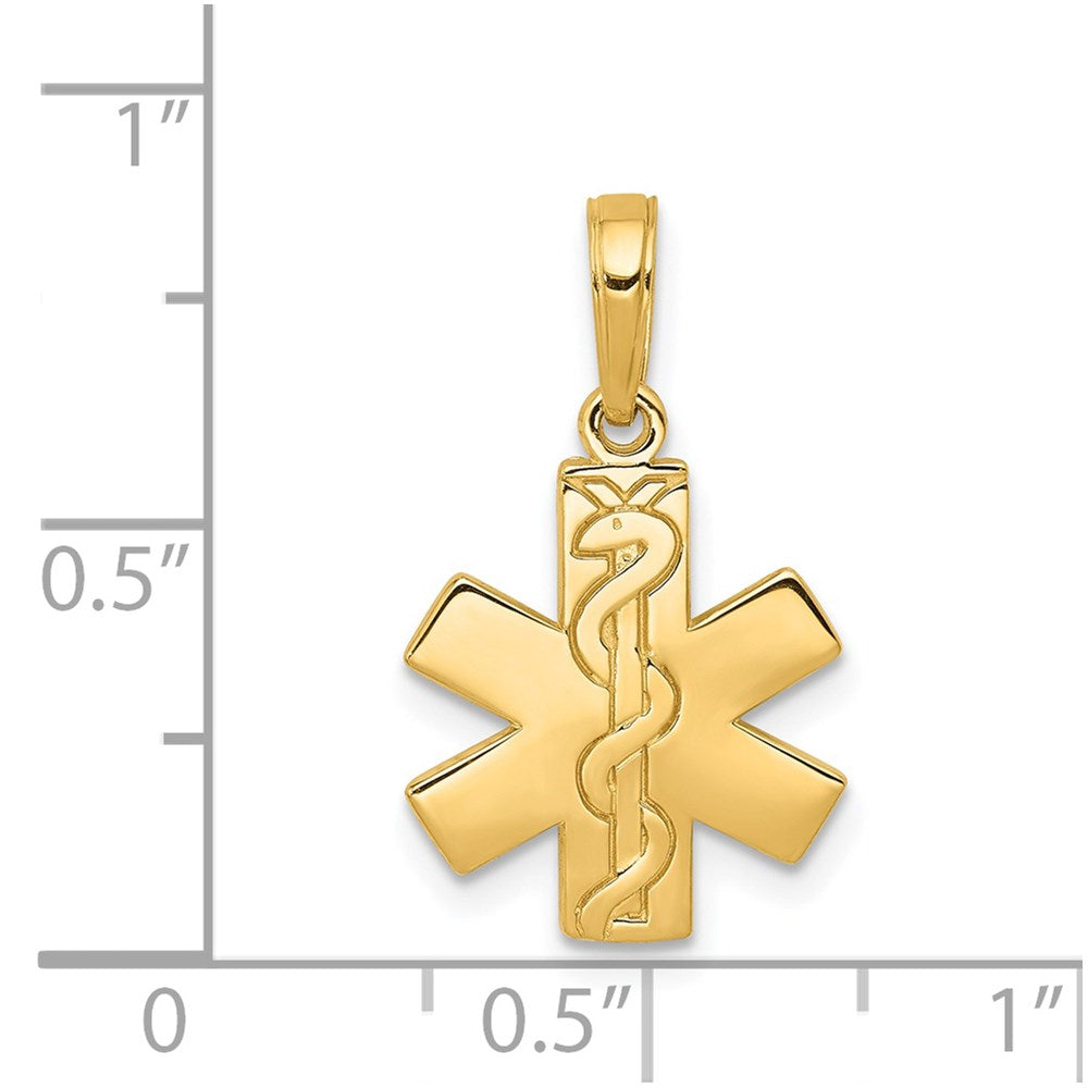 14K Gelbgold Paramedic/emt Symbol Anhänger