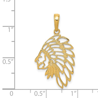 14K Gelbgold Ausgeschnitten Kopf Dress Anhänger