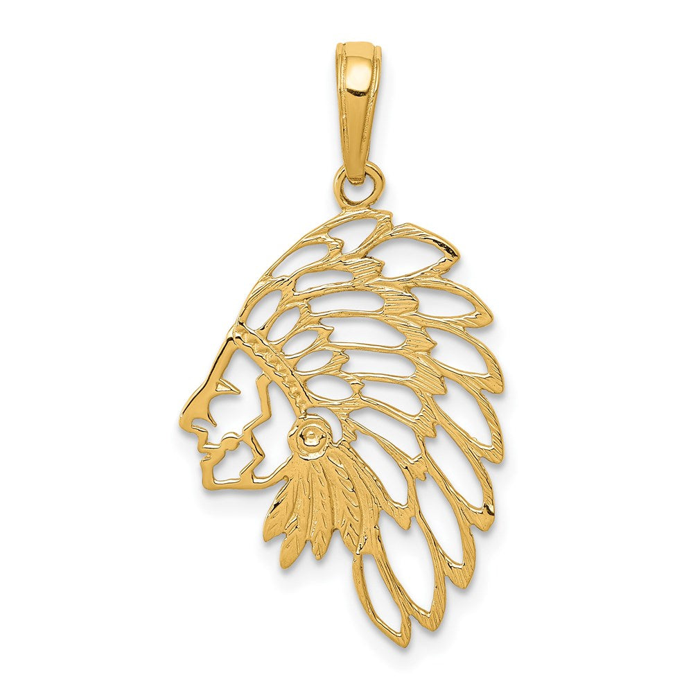 14K Gelbgold Ausgeschnitten Kopf Dress Anhänger