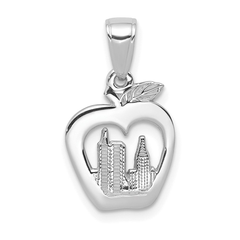 14K Weißgold New York Skyline in Apple Anhänger