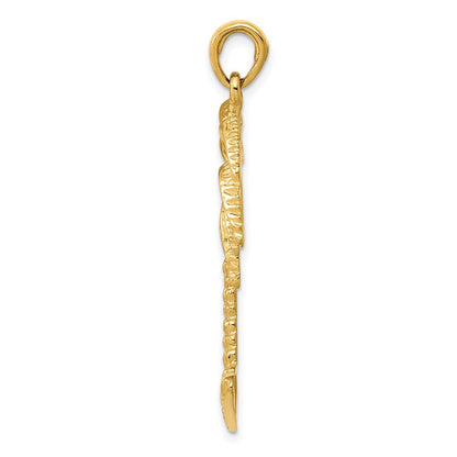 14K Gelbgold Großer Palmenbaum-Anhänger