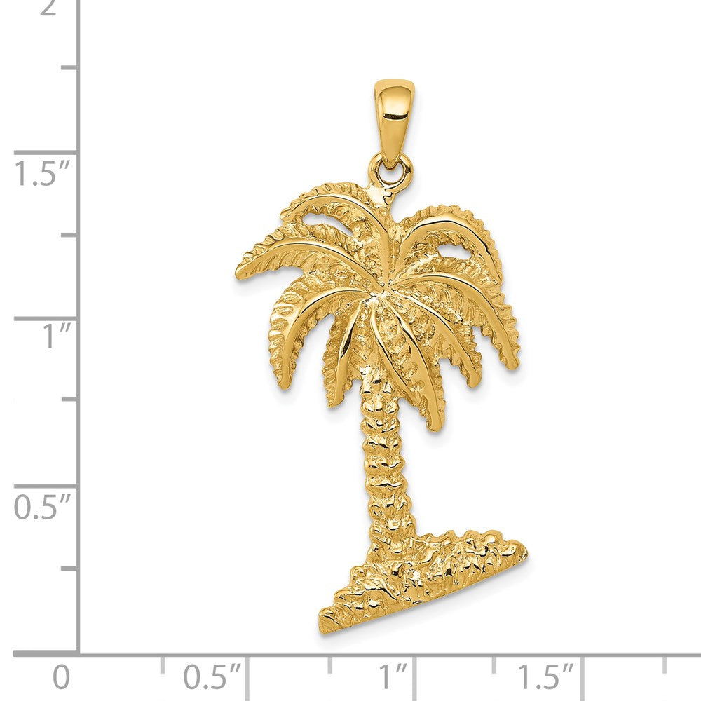 14K Gelbgold Großer Palmenbaum-Anhänger