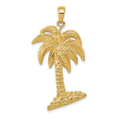 14K Gelbgold Großer Palmenbaum-Anhänger