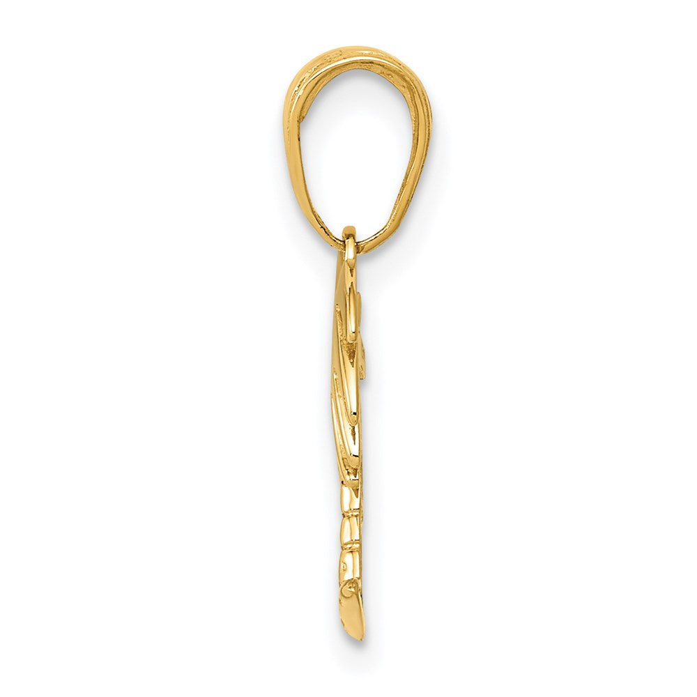 14K Gelbgold Charleston Palme Baum mit Mond Anhänger