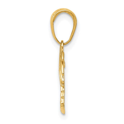 14K Gelbgold Charleston Palme Baum mit Mond Anhänger