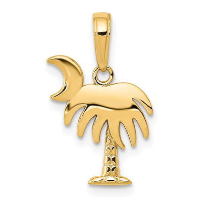 14K Gelbgold Charleston Palme Baum mit Mond Anhänger