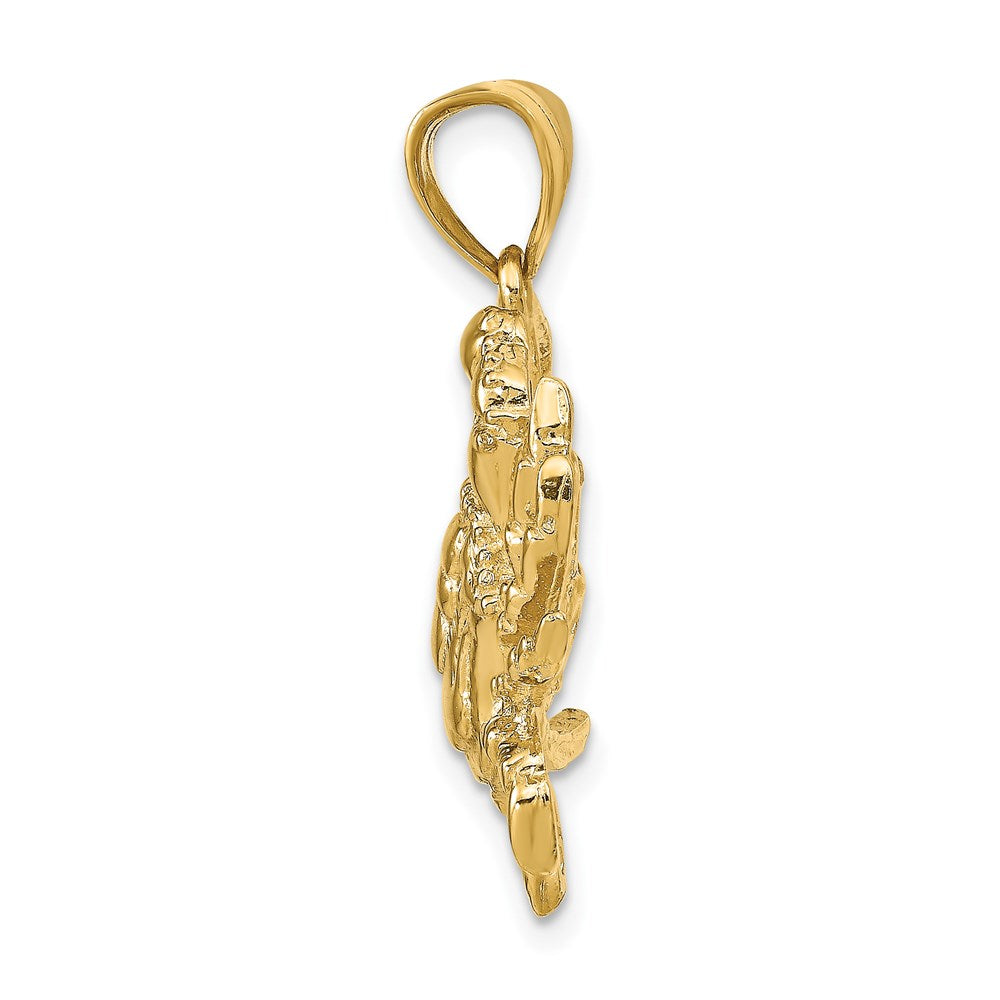 14K Gelbgold Blaue-Krabbe-Anhänger