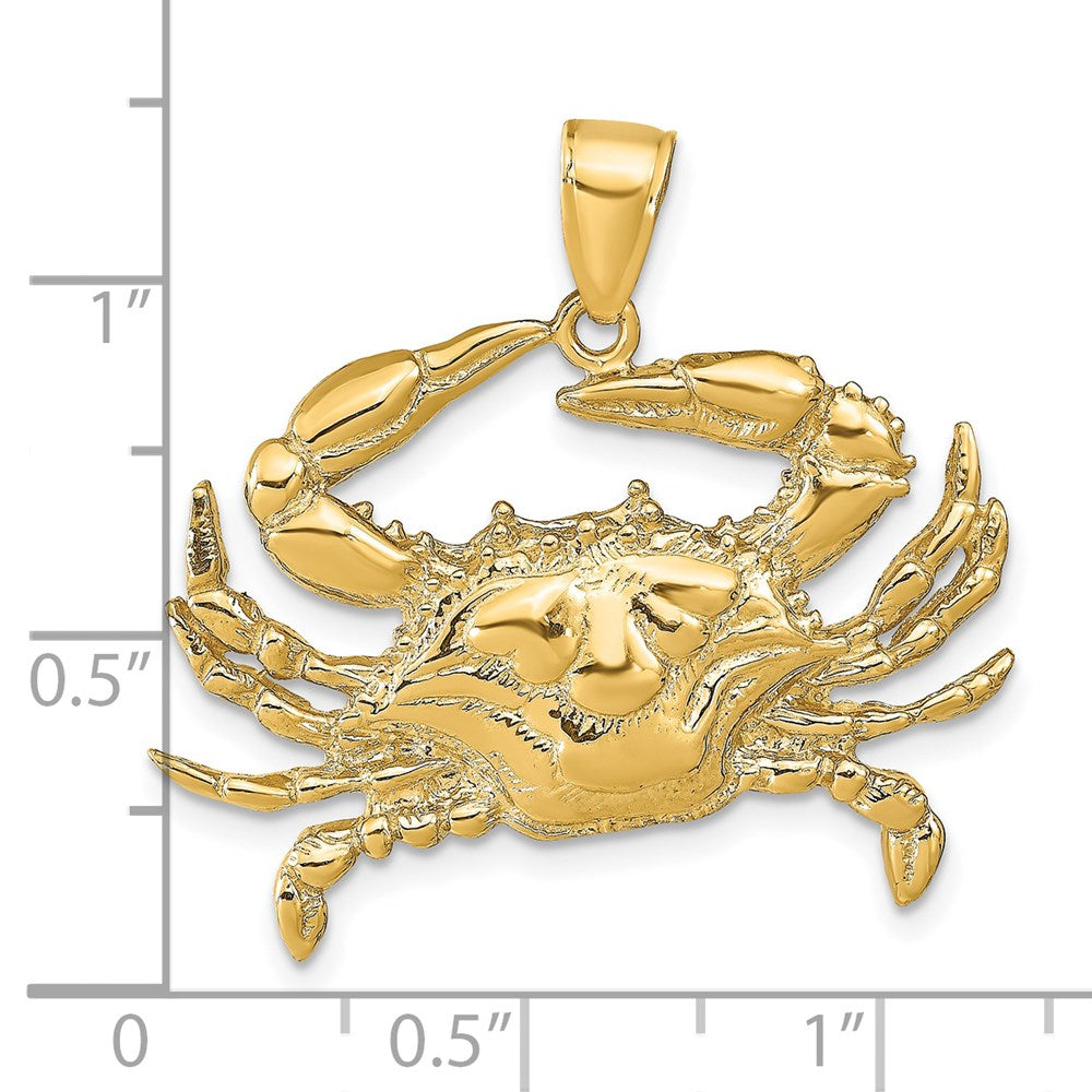 14K Gelbgold Blaue-Krabbe-Anhänger