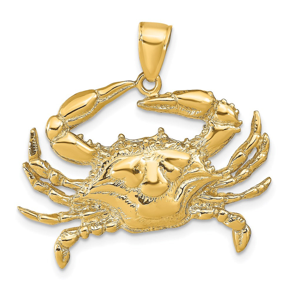 14K Gelbgold Blaue-Krabbe-Anhänger