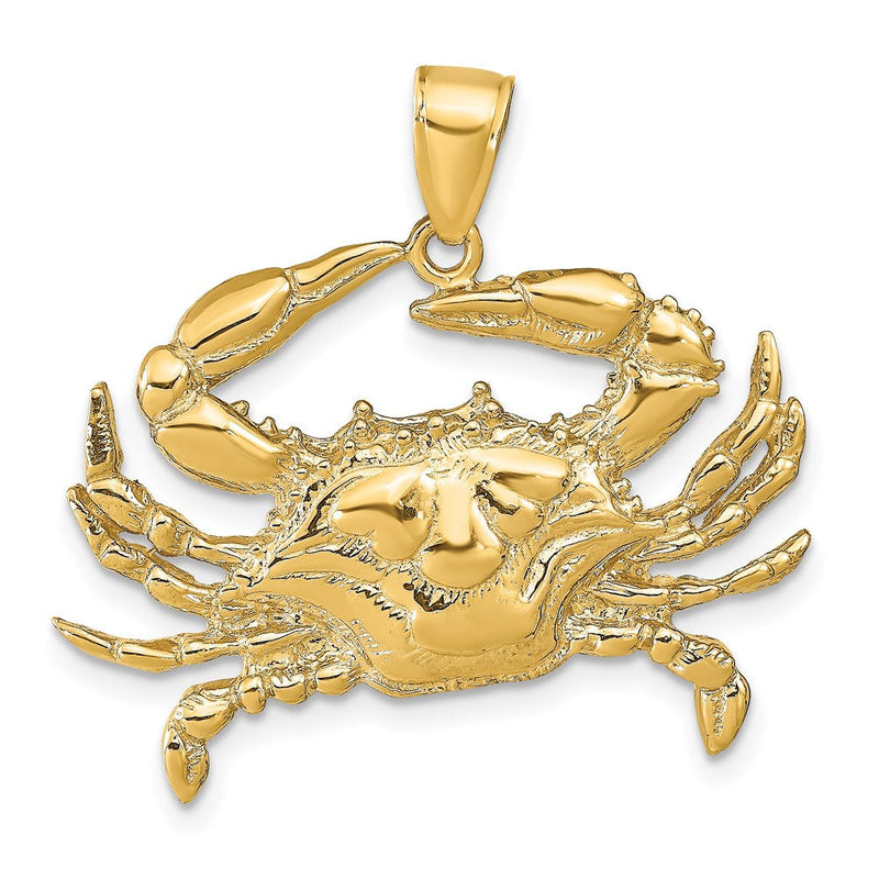 14K Gelbgold Blaue-Krabbe-Anhänger