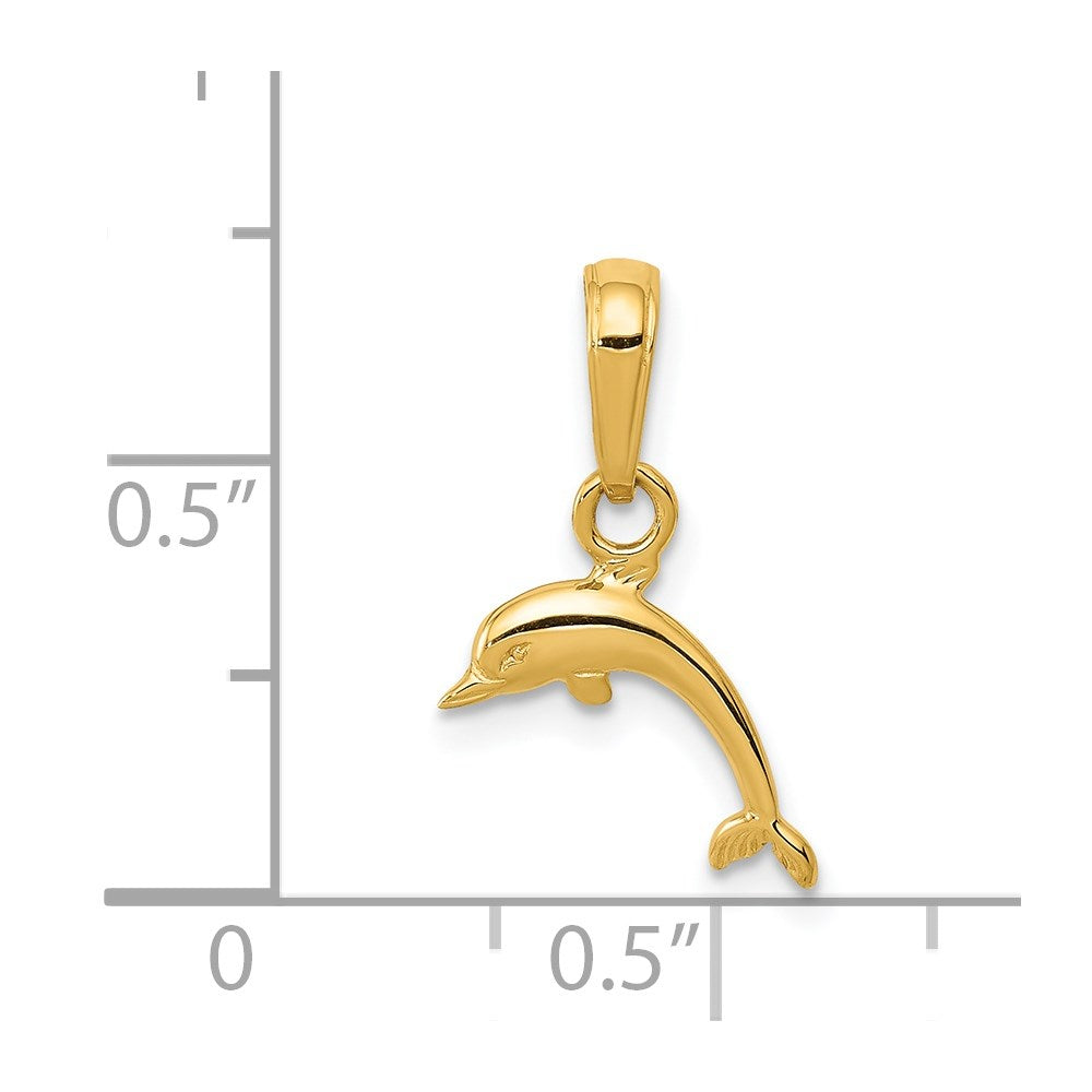14K Gelbgold Mini Delfin Anhänger