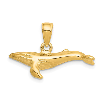 14K Gelbgold 3-D-Buckelwal-Anhänger