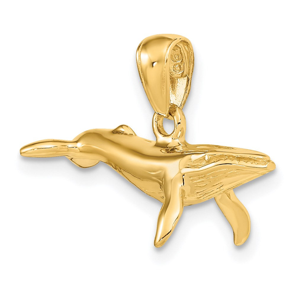 14K Gelbgold 3-D-Buckelwal-Anhänger