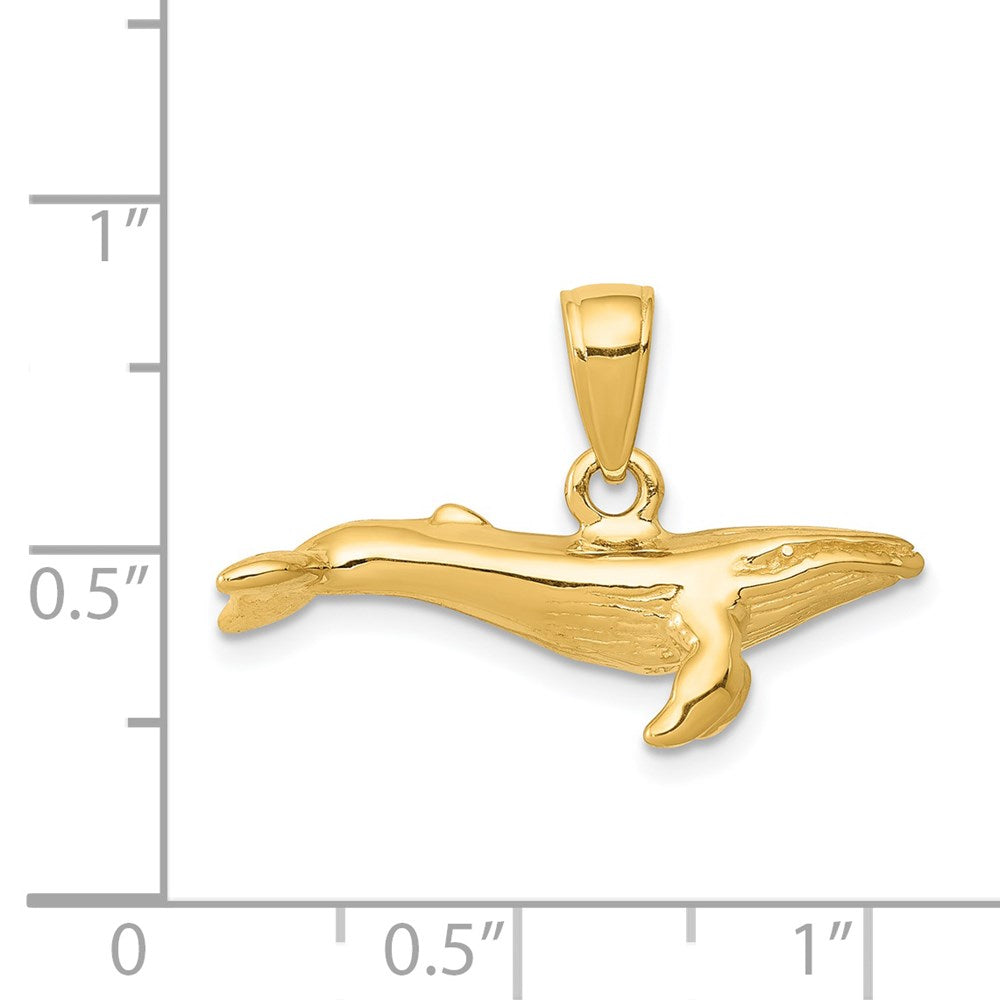 14K Gelbgold 3-D-Buckelwal-Anhänger