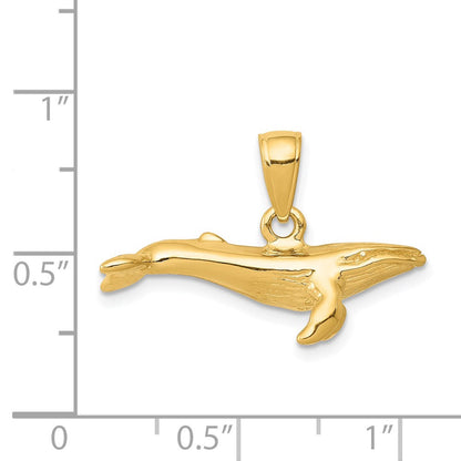 14K Gelbgold 3-D-Buckelwal-Anhänger