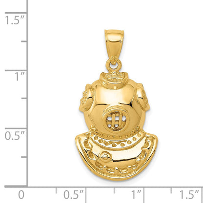 14K Gelbgold Taucherhelm-Anhänger