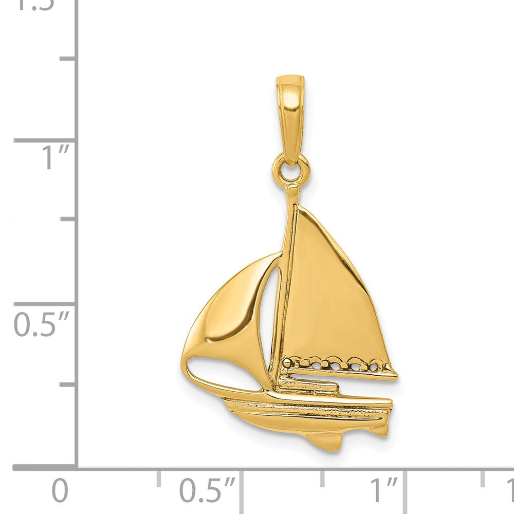 585 Gelbgold Segelboot-Anhänger
