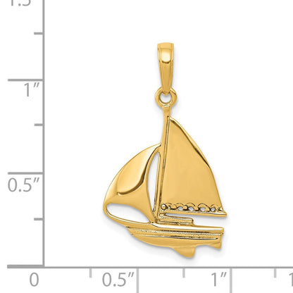 585 Gelbgold Segelboot-Anhänger