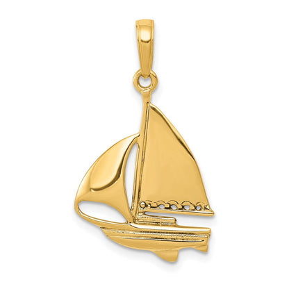 585 Gelbgold Segelboot-Anhänger
