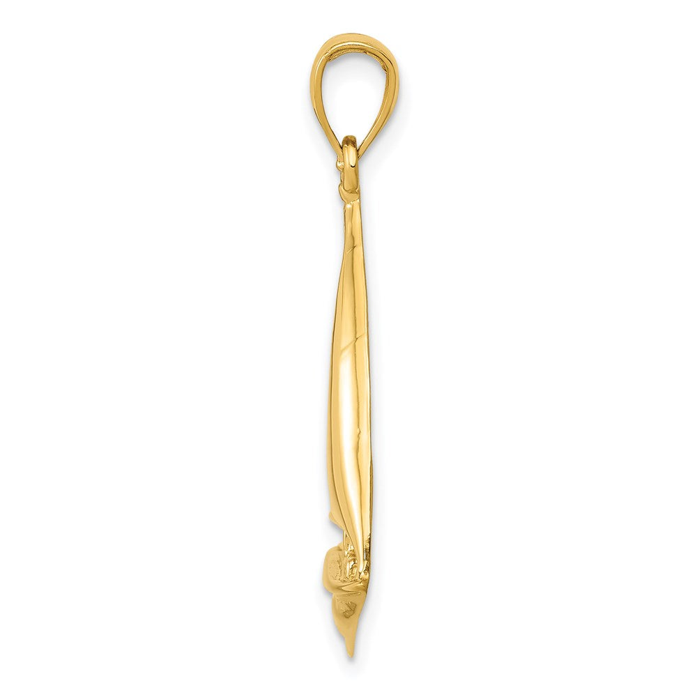 14K Gelbgold Segelboot-Anhänger 2-D