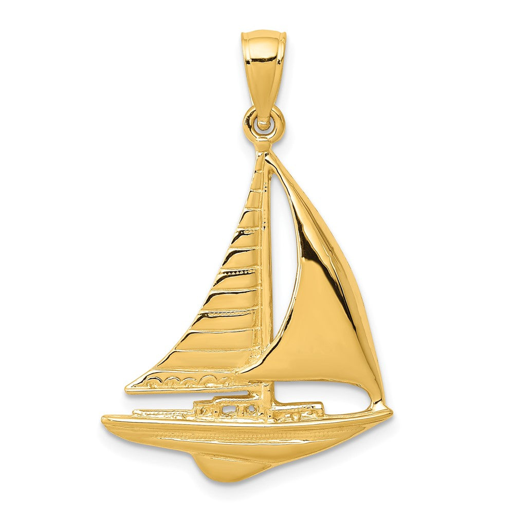 14K Gelbgold Segelboot-Anhänger 2-D