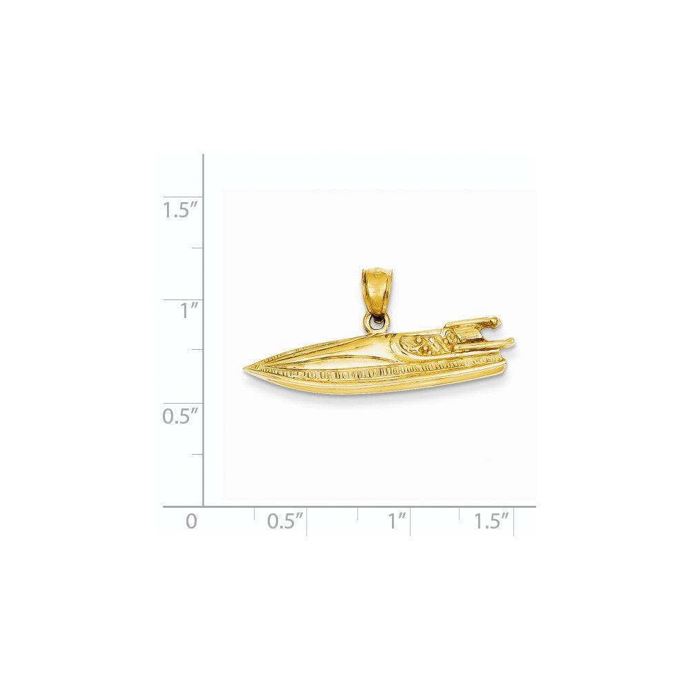 14 Karat Gelbgold Motorboot-Anhänger 2D