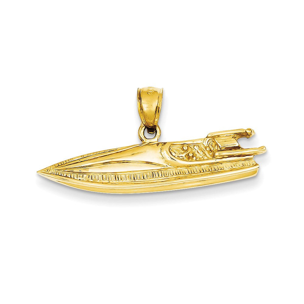 14 Karat Gelbgold Motorboot-Anhänger 2D