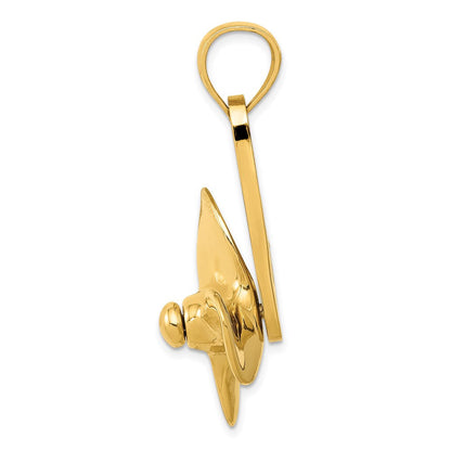 14K Gelbgold beweglicher Propeller-Anhänger mit 3 Flügeln