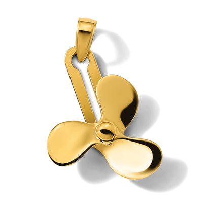14K Gelbgold beweglicher Propeller-Anhänger mit 3 Flügeln