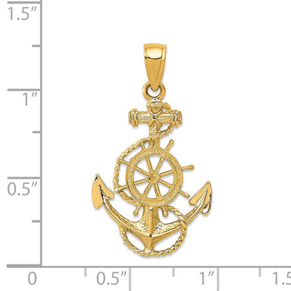 14K Gelbgold Anker- und Rad-Anhänger