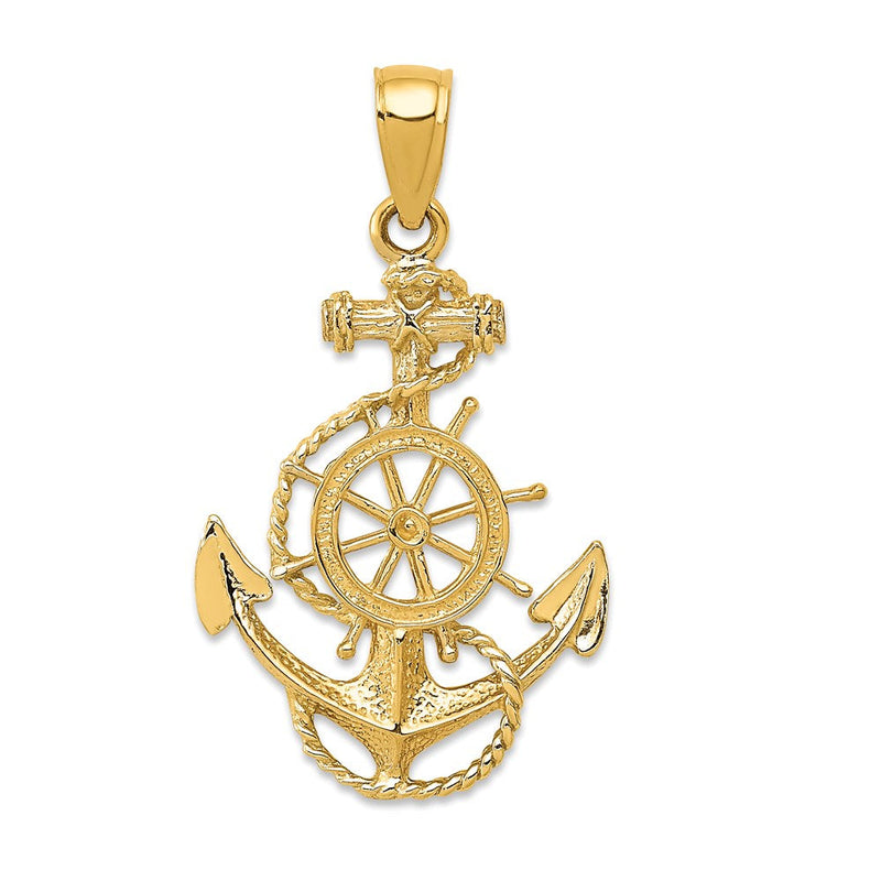 14K Gelbgold Anker- und Rad-Anhänger