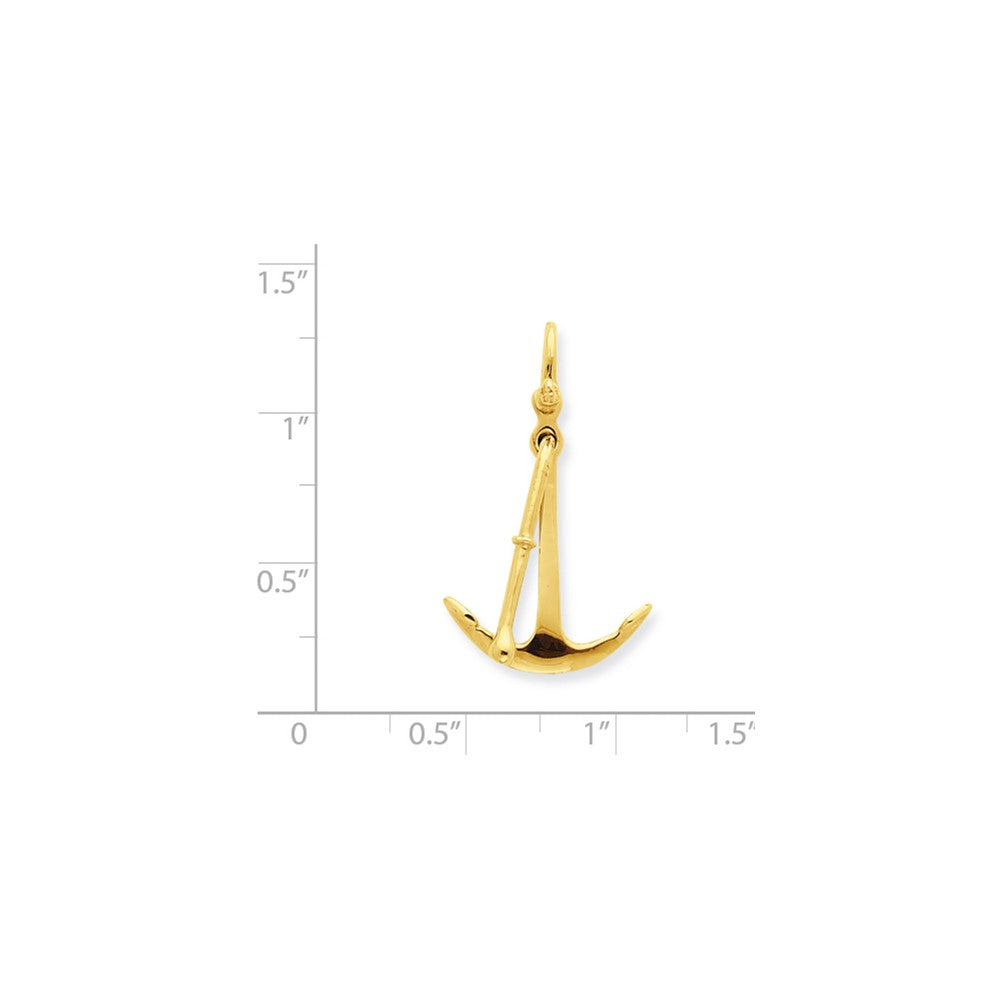 14K Gelbgold 3-D beweglicher Anker-Anhänger