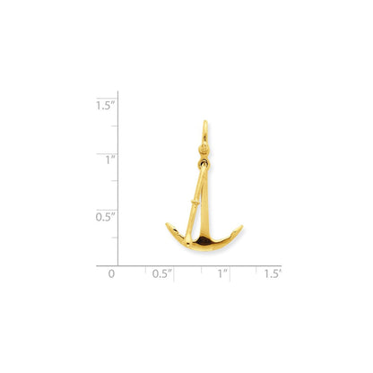 14K Gelbgold 3-D beweglicher Anker-Anhänger